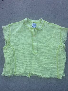 Urban Outfitters Neon Lime Waffle Henley Crop Tank